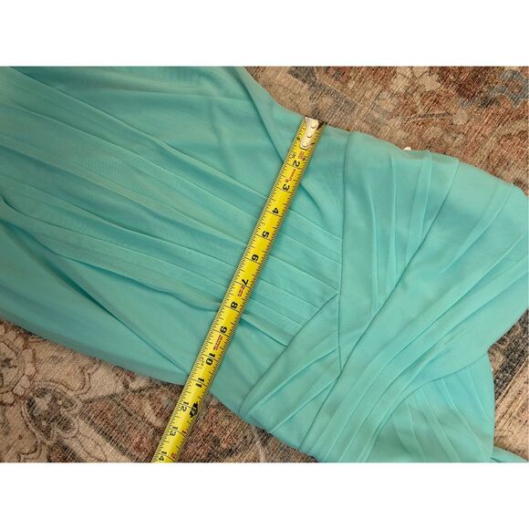 David's Bridal NWT Chiffon Light Teal Ruffle Short Dress - Girl's Sz 14, MP $79 - Picture 4 of 10